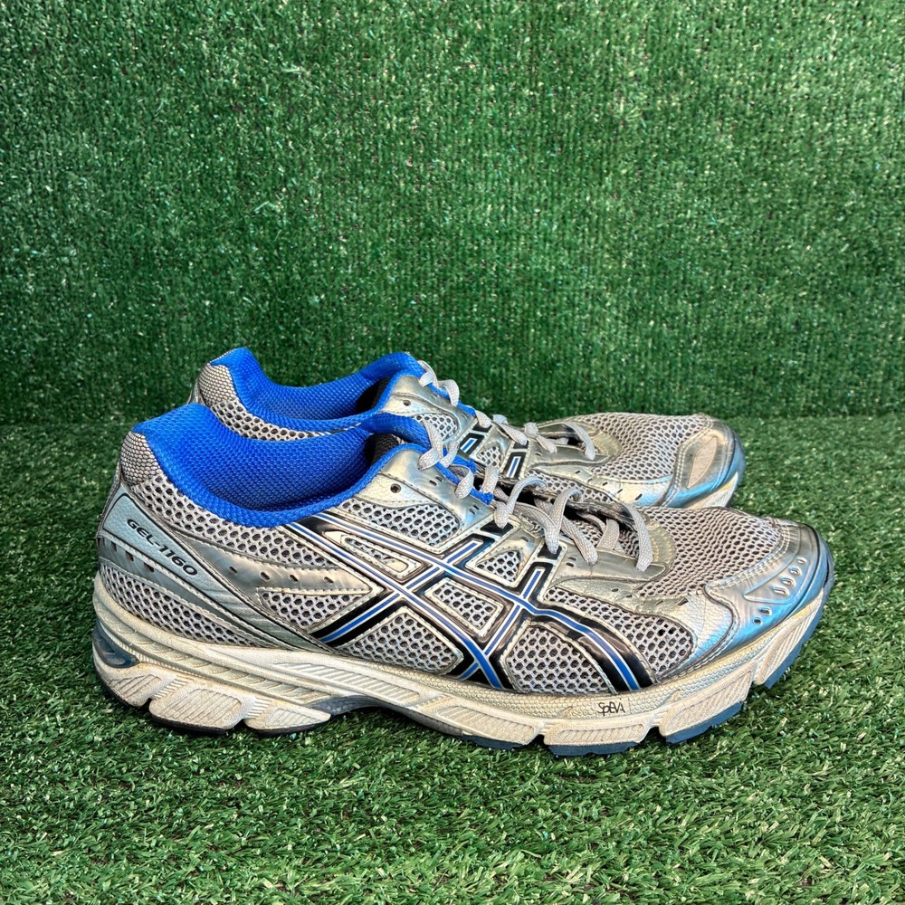 Asics Gel-1160 T0J3N Mesh DuoMax Vintage Running Shoes Silver Blue Mens Sz 11.5